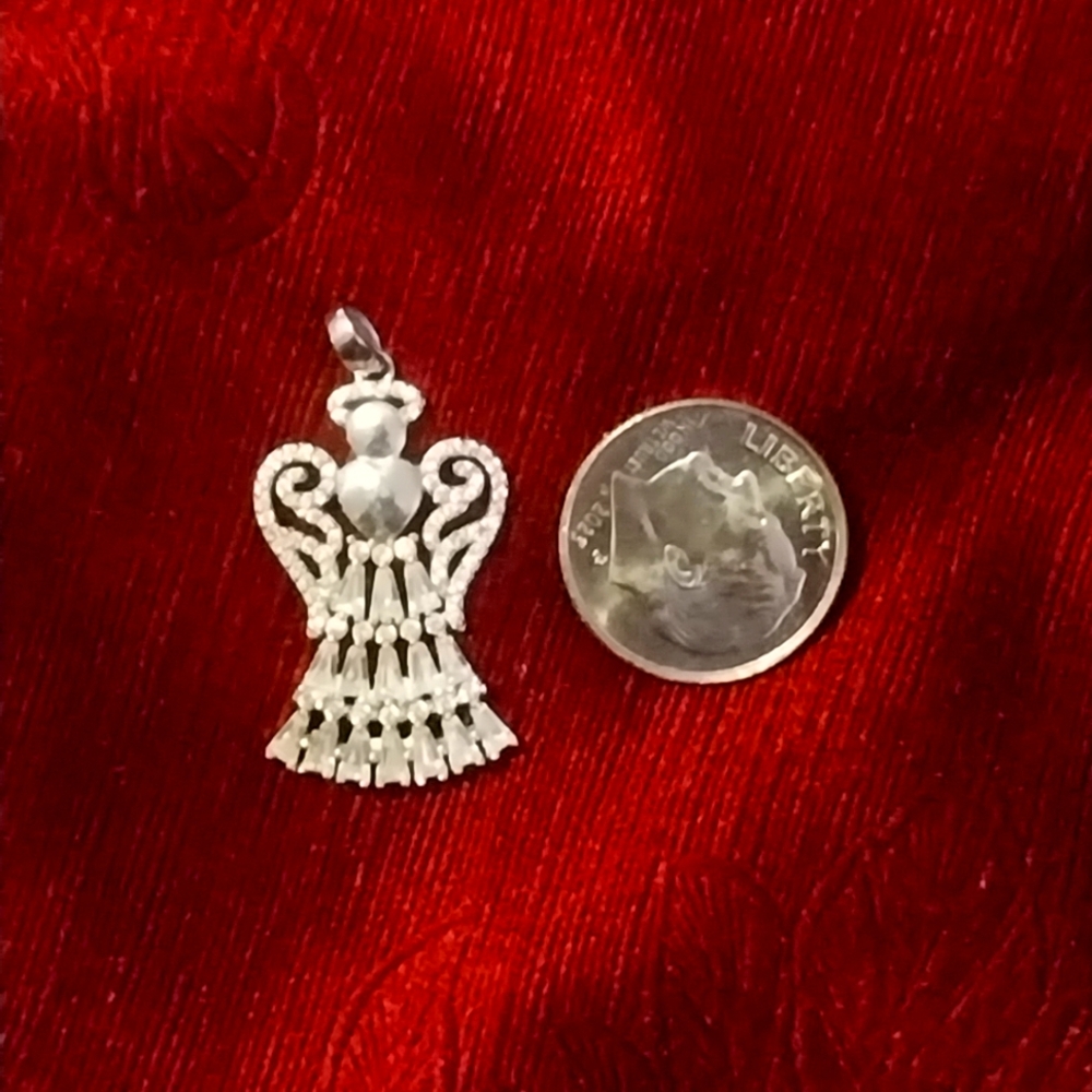 Angel Pendant Sterling Silver CZ